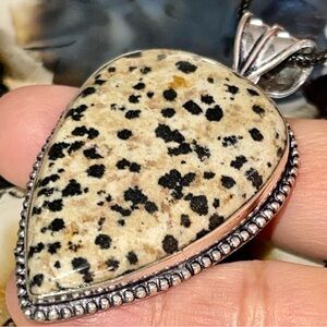 Dalmatian Jasper Pendant 2 1/2”